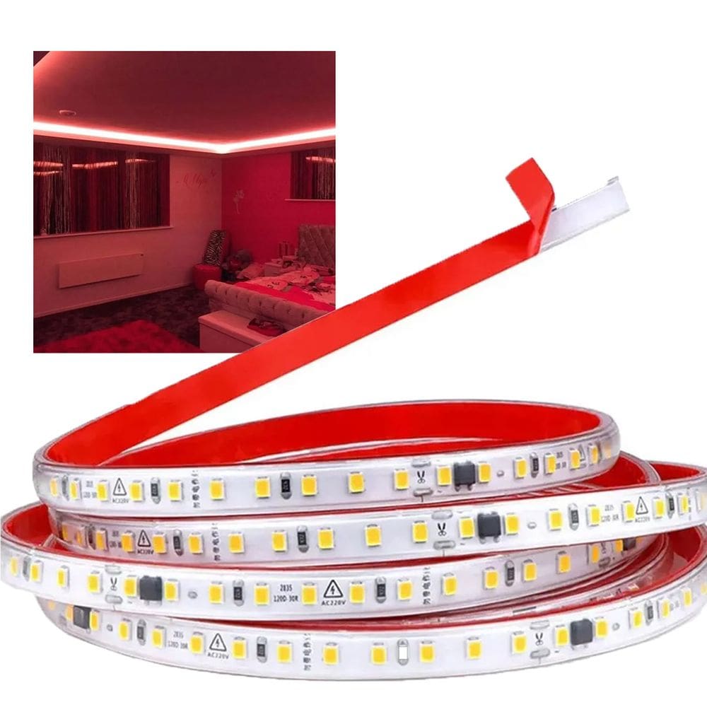 Fita Led SMD Dupla Face Gesso Sanca Quarto Sala Iluminaçao Vermelho Recepçao Comercial Residencial