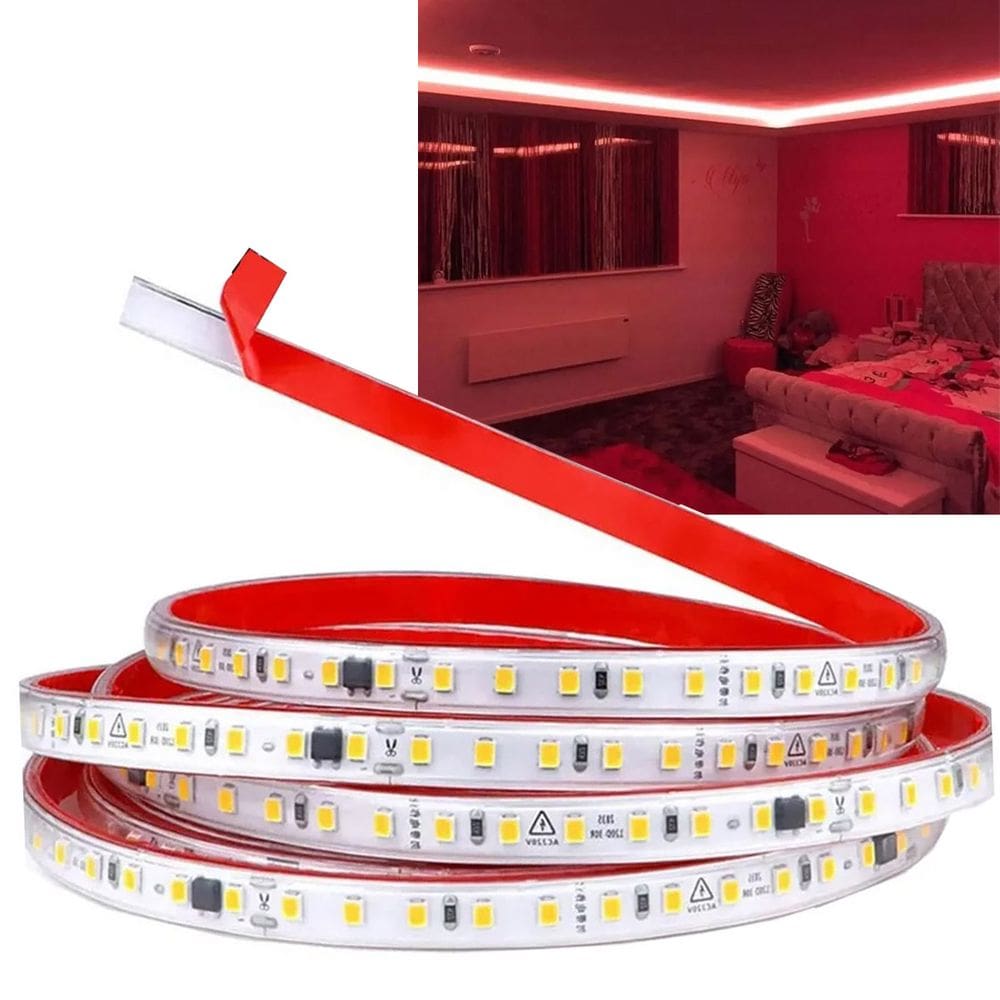 Fita Dupla Face Led SMD 3 Metros Decoraçao Iluminaçao Perfil Gesso Sanca Sala Quarto Teto Rebaixado