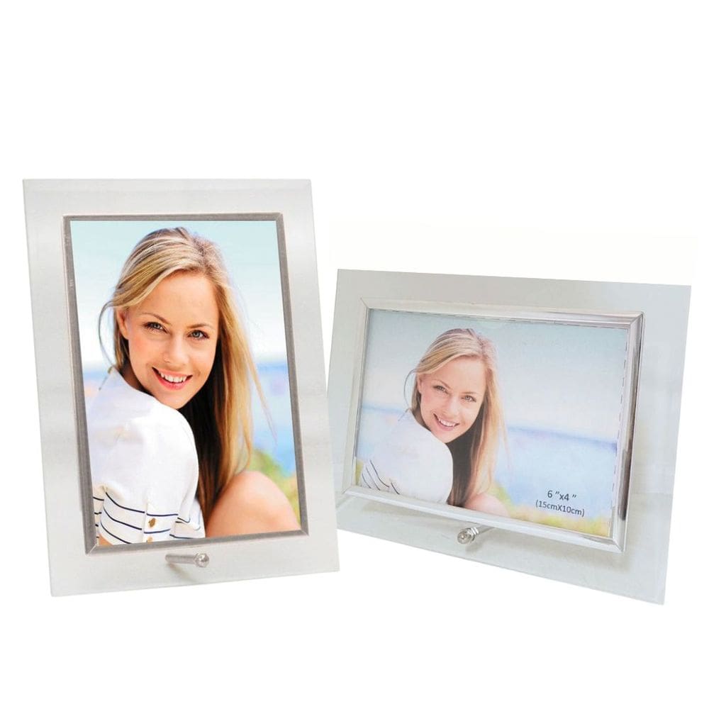 Conjunto Porta Retrato Vidro Reto Prime Borda Prata 10x15 Vertical e Horizontal – Tuut
