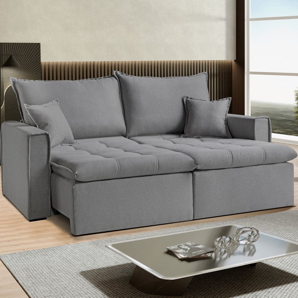 Sofá Cama Dallas 230 Cm sem Caixa – Veludo Cinza