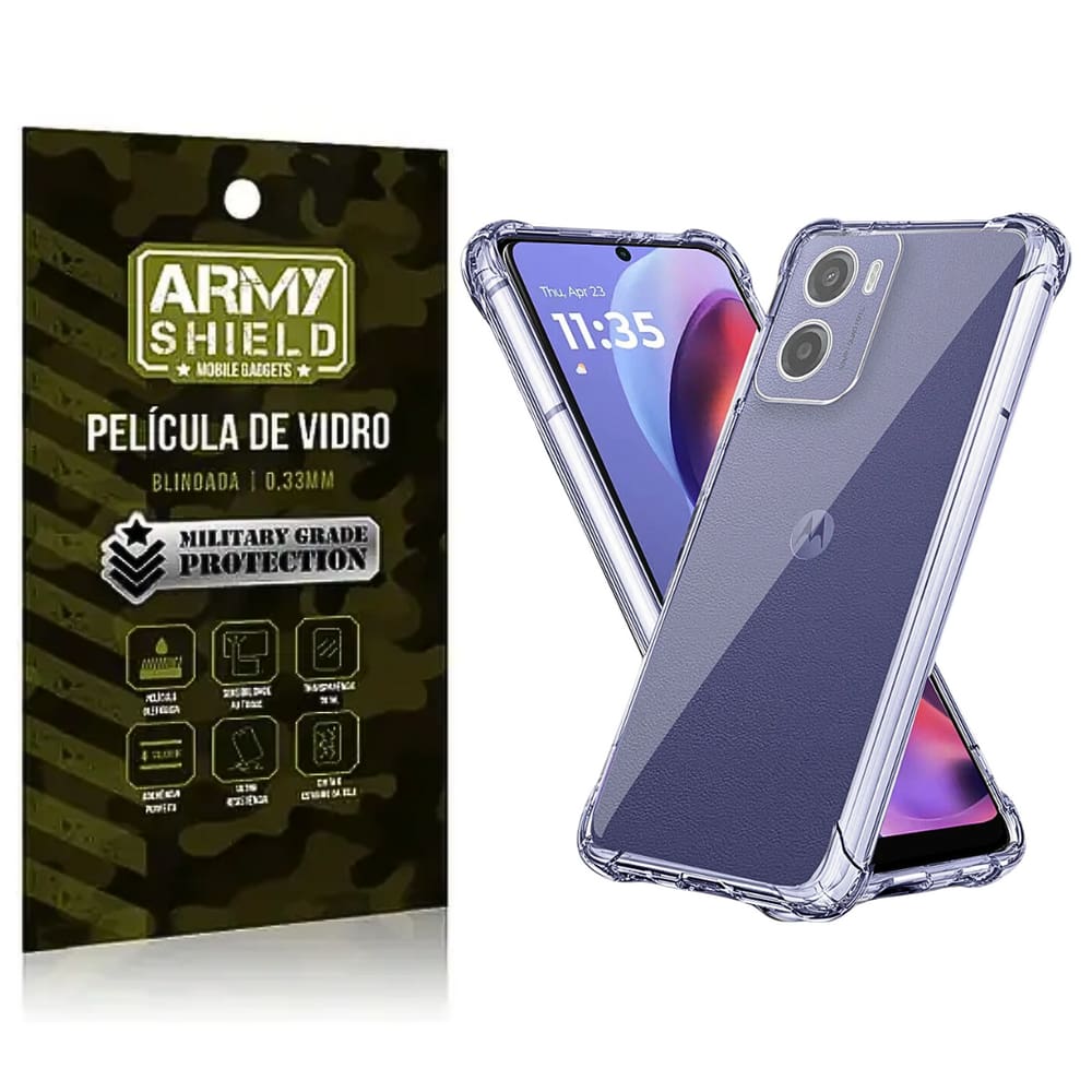 Capa Capinha Moto G75 + Película de Vídro 3D Blindada - Armyshield