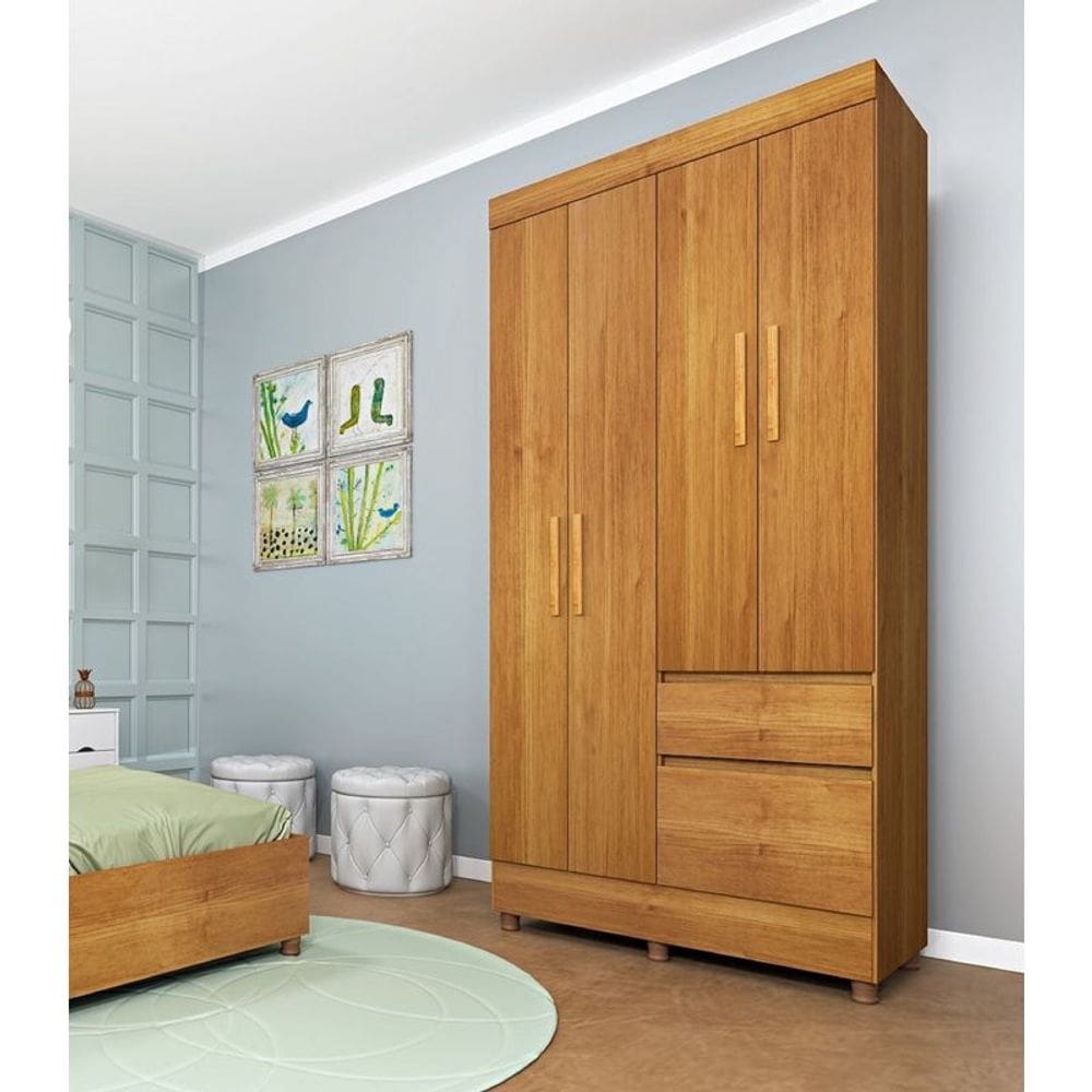 Guarda Roupa 4 Portas 2 Gavetas Oregon Tcil Móveis - Cinamomo