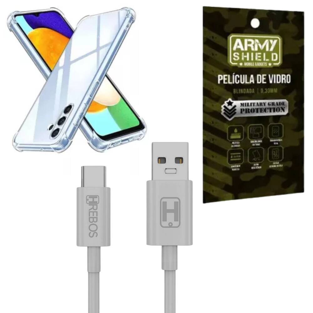 Capa Para Galaxy S25 Ultra + Cabo USB Tipo-C 2 Metros + Pelicula de Vidro 3D - Armyshield