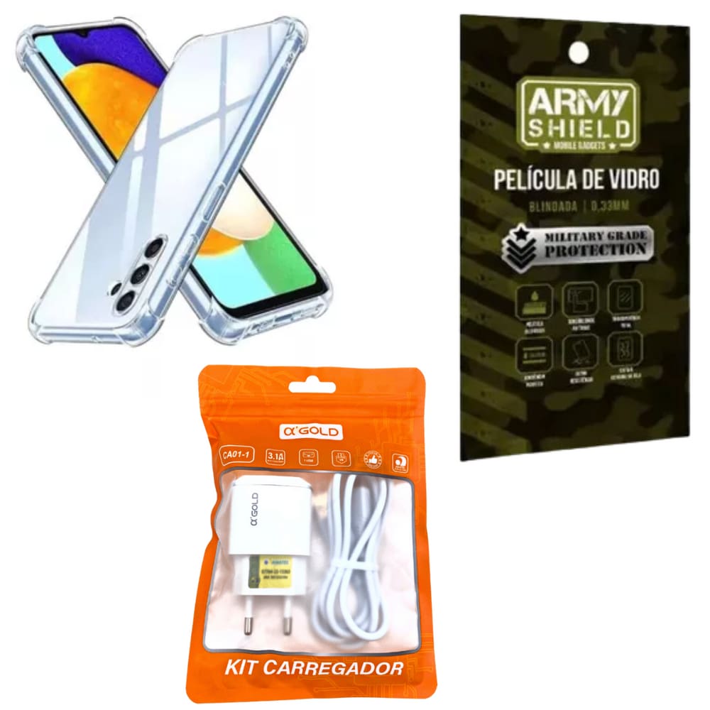 Capa Para Galaxy S25 Plus + Carregador Turbo + Pelicula de Vidro 3D - Armyshield