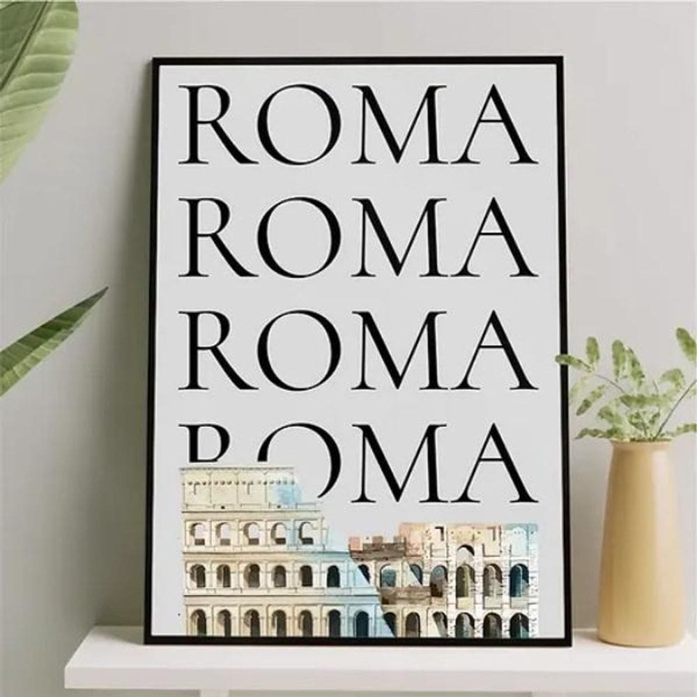 Quadro Decorativo Minimalista Roma - Coliseu 24X18Cm
