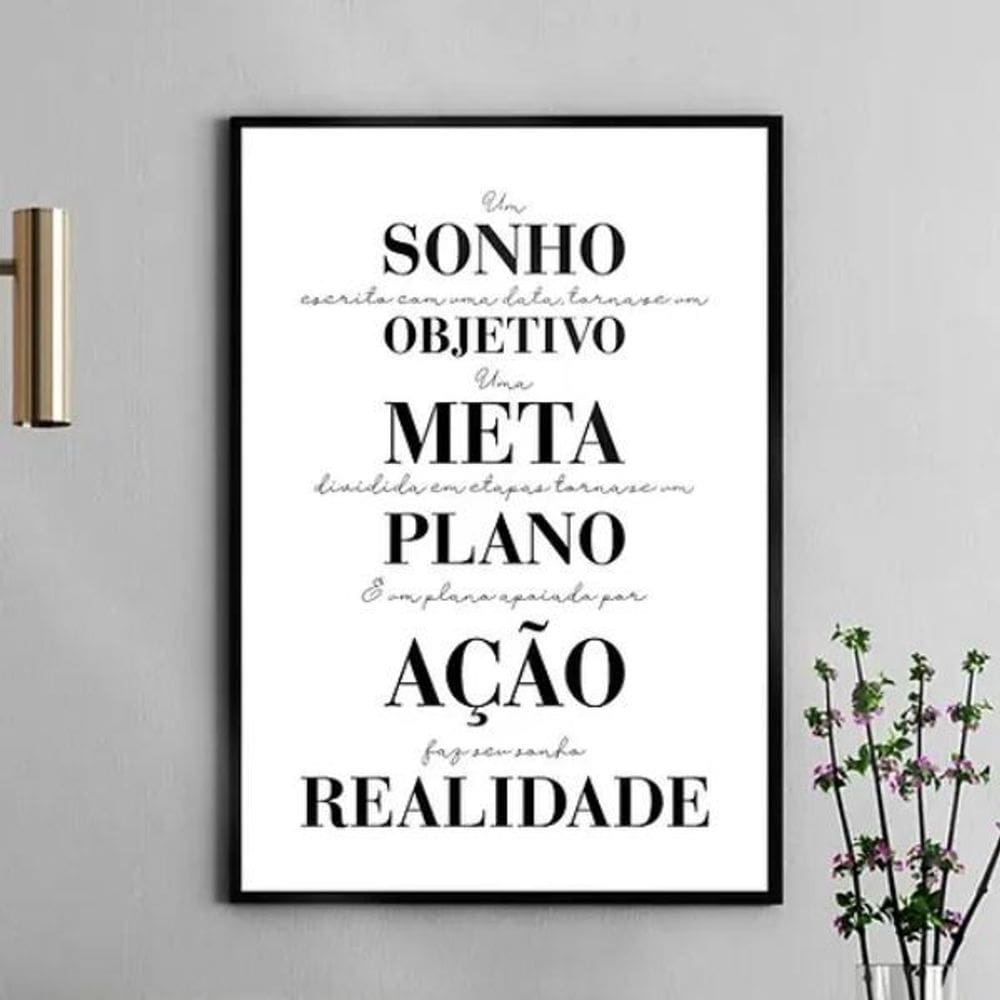 Quadro Motivacional Plano Ação Realidade 45X34Cm