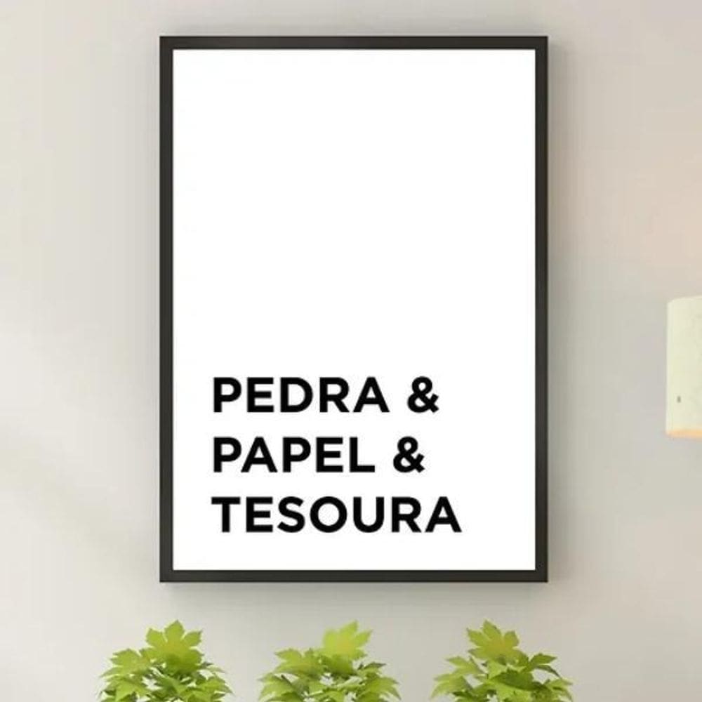 Quadro Decorativo Pedra Papel E Tesoura 24X18Cm