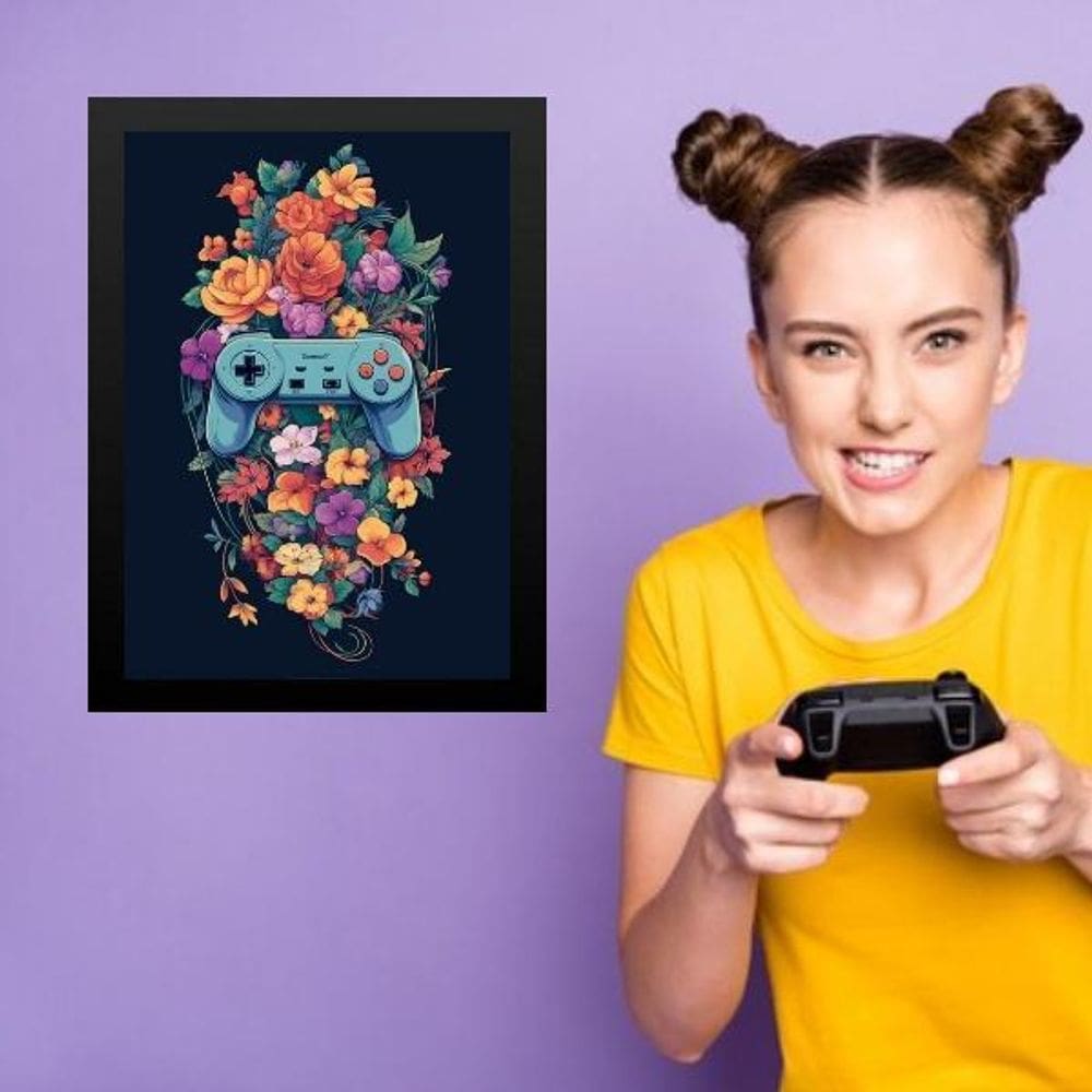 Quadro Quarto Adolescente Menina Gamer 45X34Cm - Com Vidro