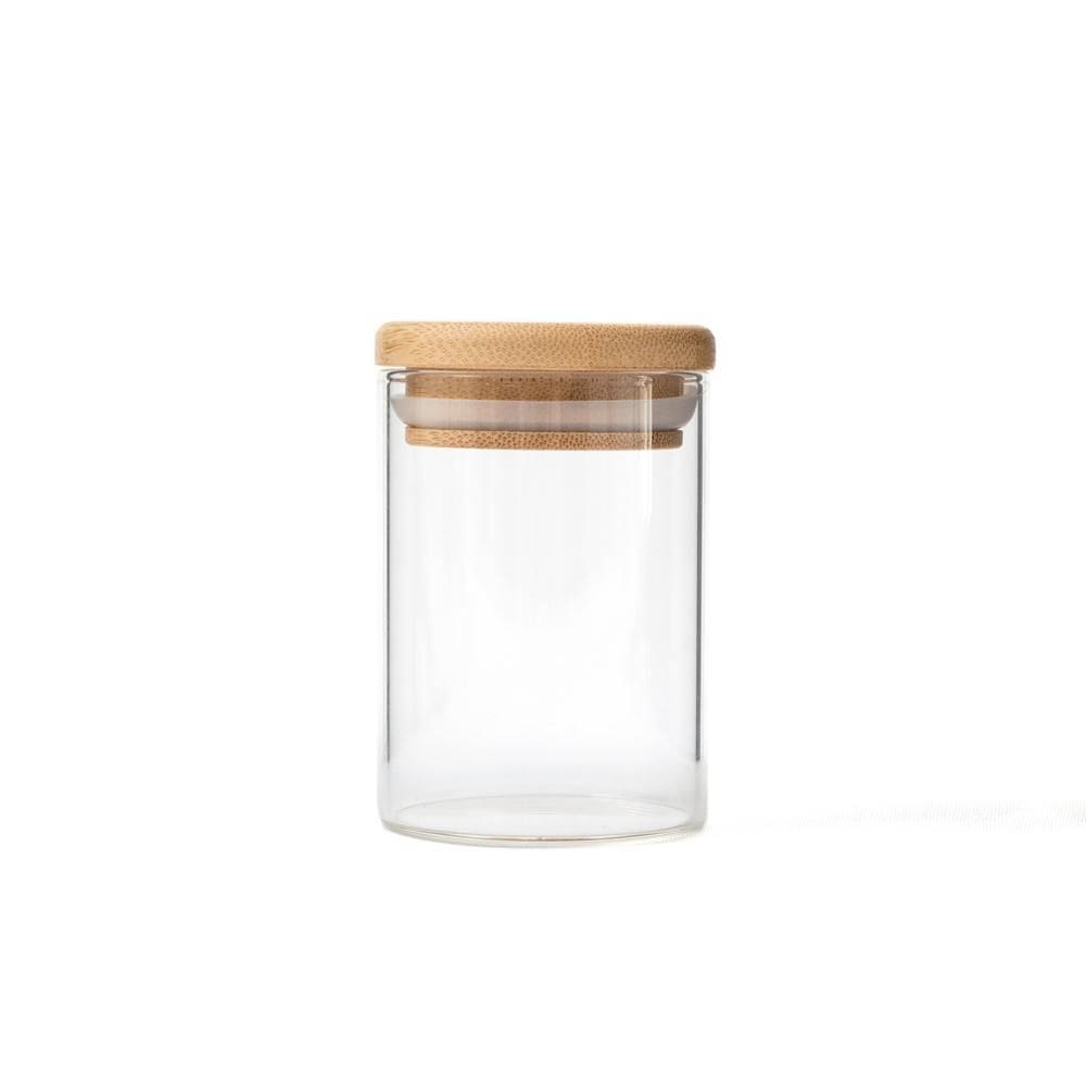 Pote de Mantimento 110Ml de Vidro em Bambu Redondo Flat