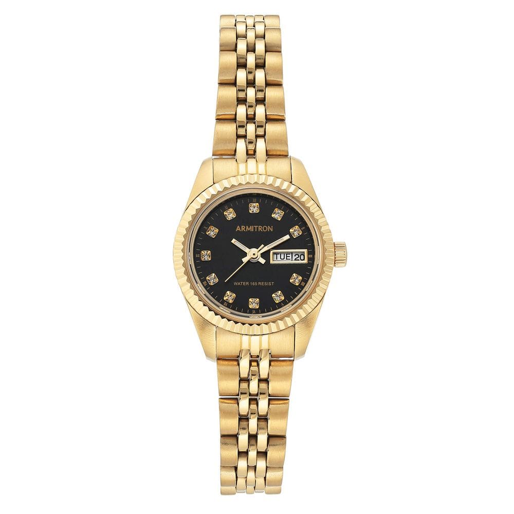 Relógio Armitron 75/2475BKGP feminino em aço inoxidável dourado