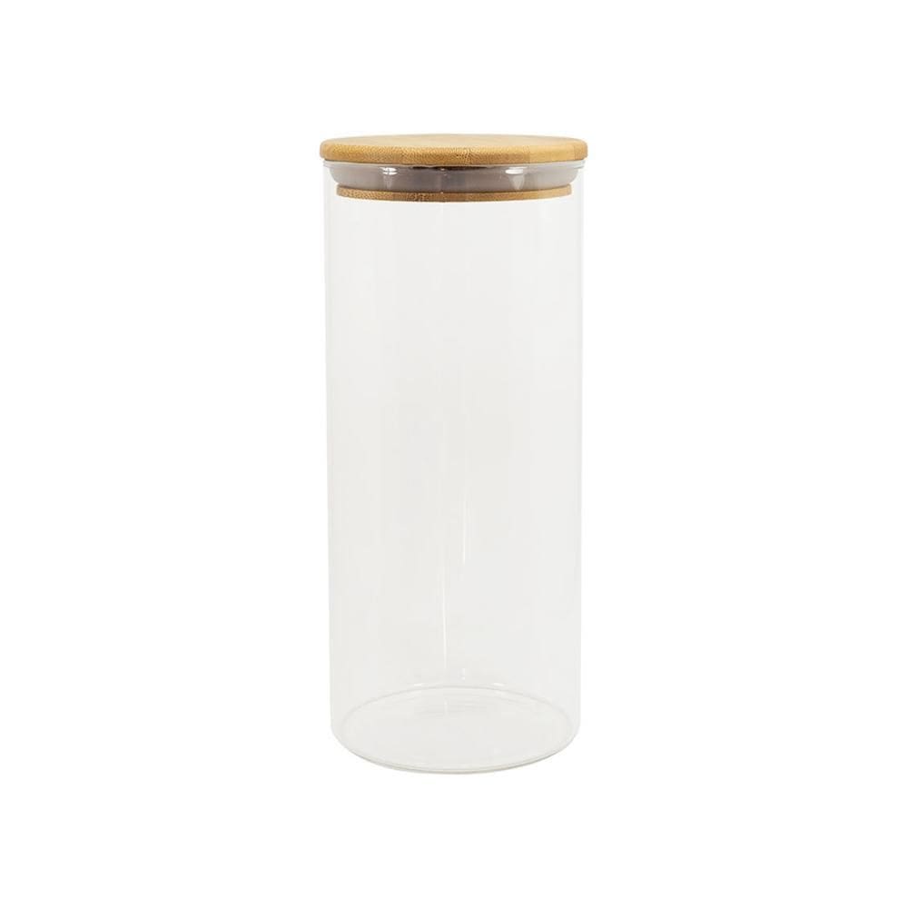 Pote de mantimento Circular em Vidro e Bambu 1600ml