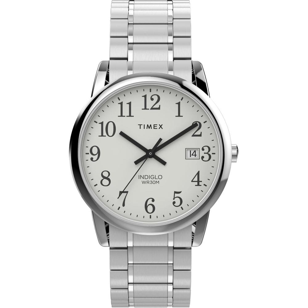 Relógio Timex Easy Reader, estojo de 35 mm, mostrador branco para homens