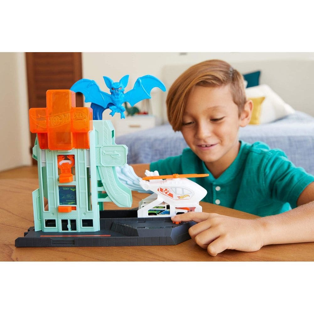 Conjunto de brinquedos Hot Wheels Creature Attack Bat Hospital GJK90
