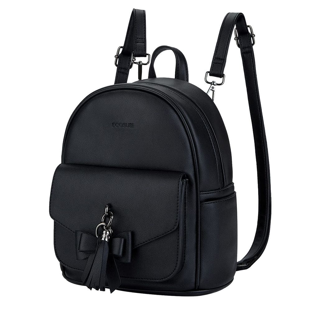 Mochila ECOSUSI Mini para mulheres e meninas de couro preta