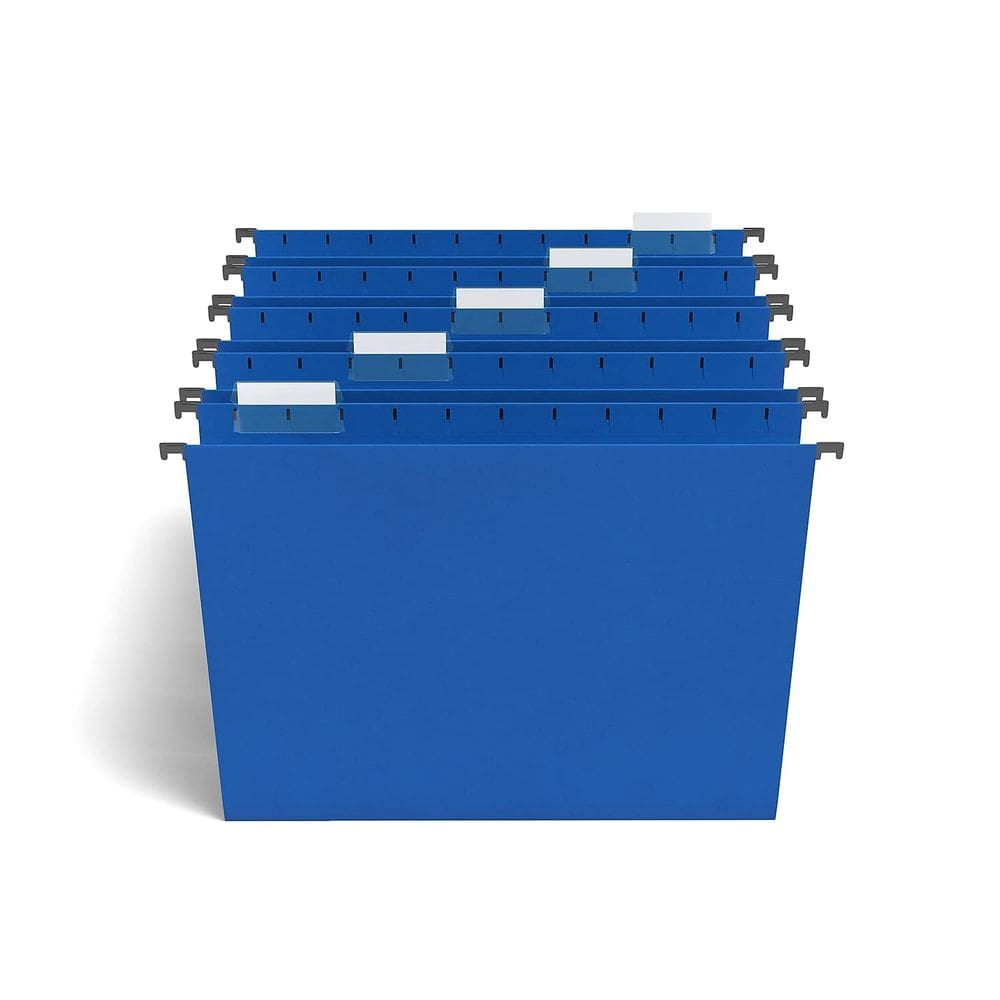 Pastas de arquivo suspensas Staples 163501, 5 guias, tamanho carta, azul 25/caixa