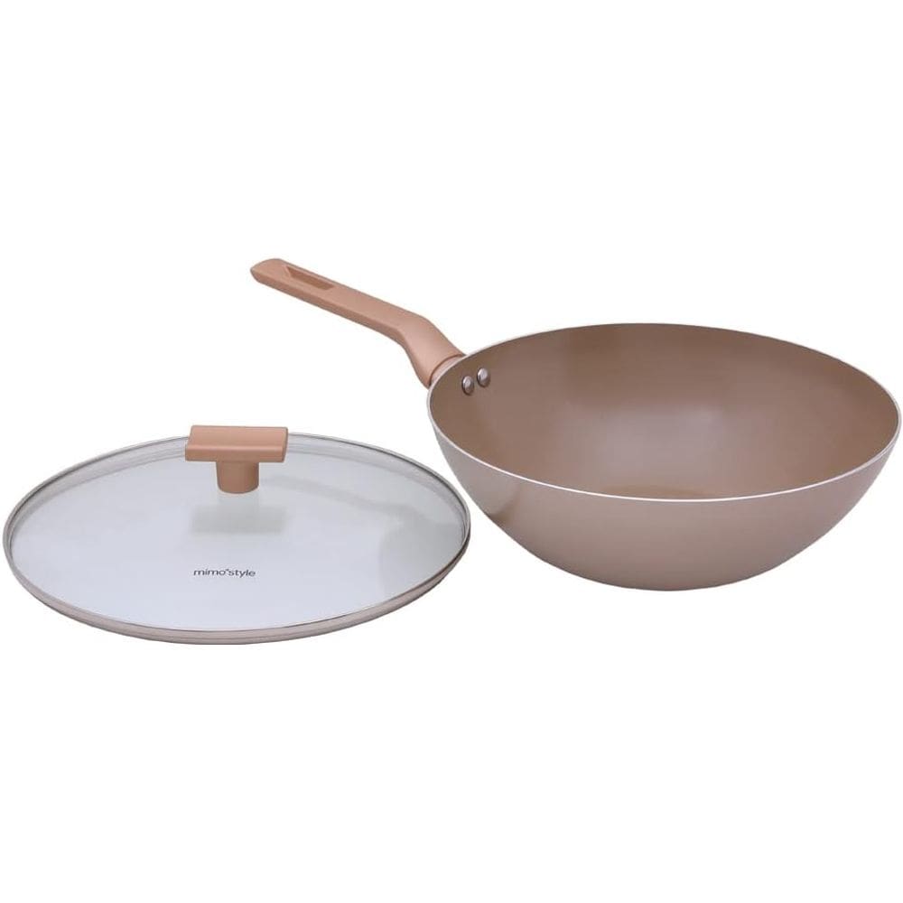 Frigideira Grande Funda Panela Wok Ceramica Antiaderente com Tampa 28cm Mimo Style