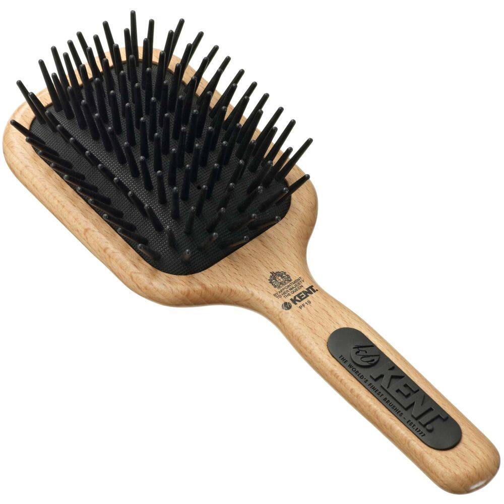 Escova de cabelo Kent PF19 Beechwood Cushion Paddle Brush