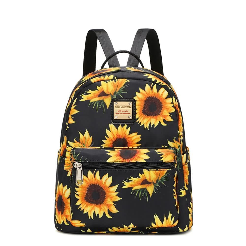 Mochila Cusangel Small para mulheres resistente à água de girassol