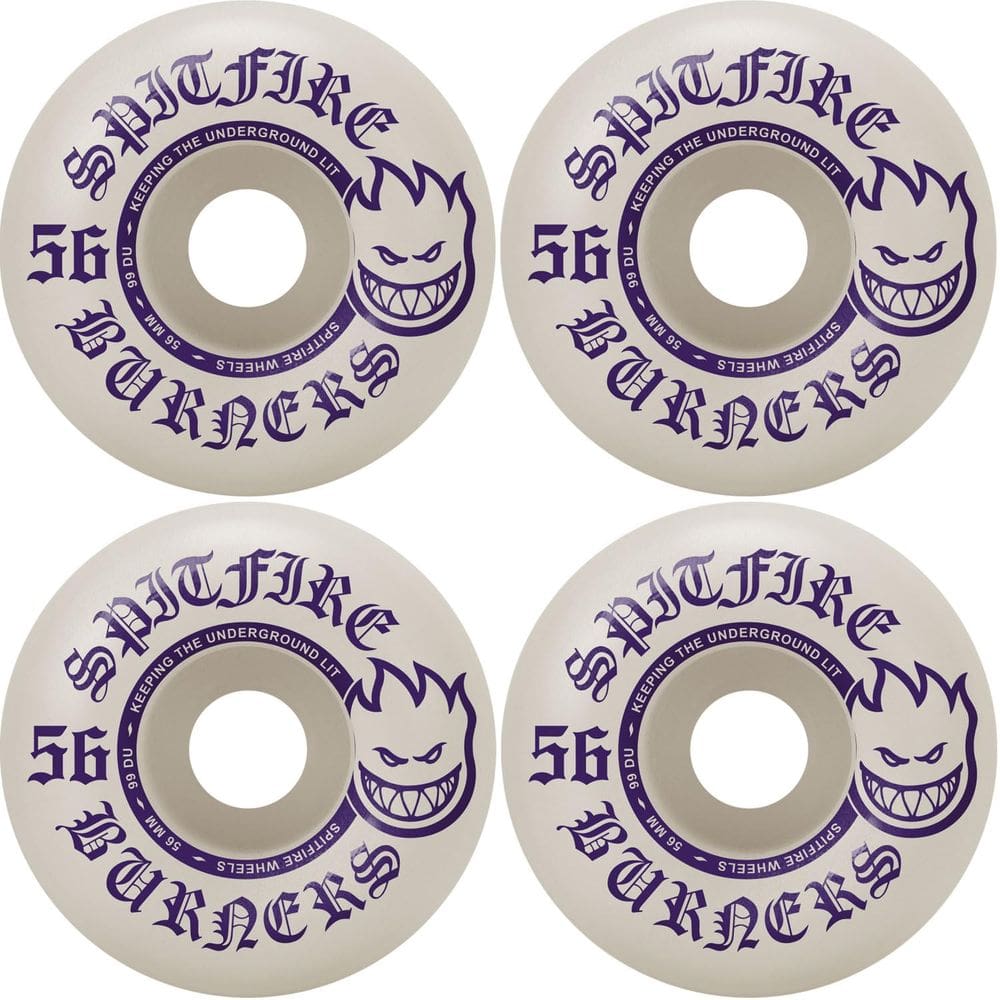 Rodas de skate Spitfire Burners 56mm 99A branca/roxa