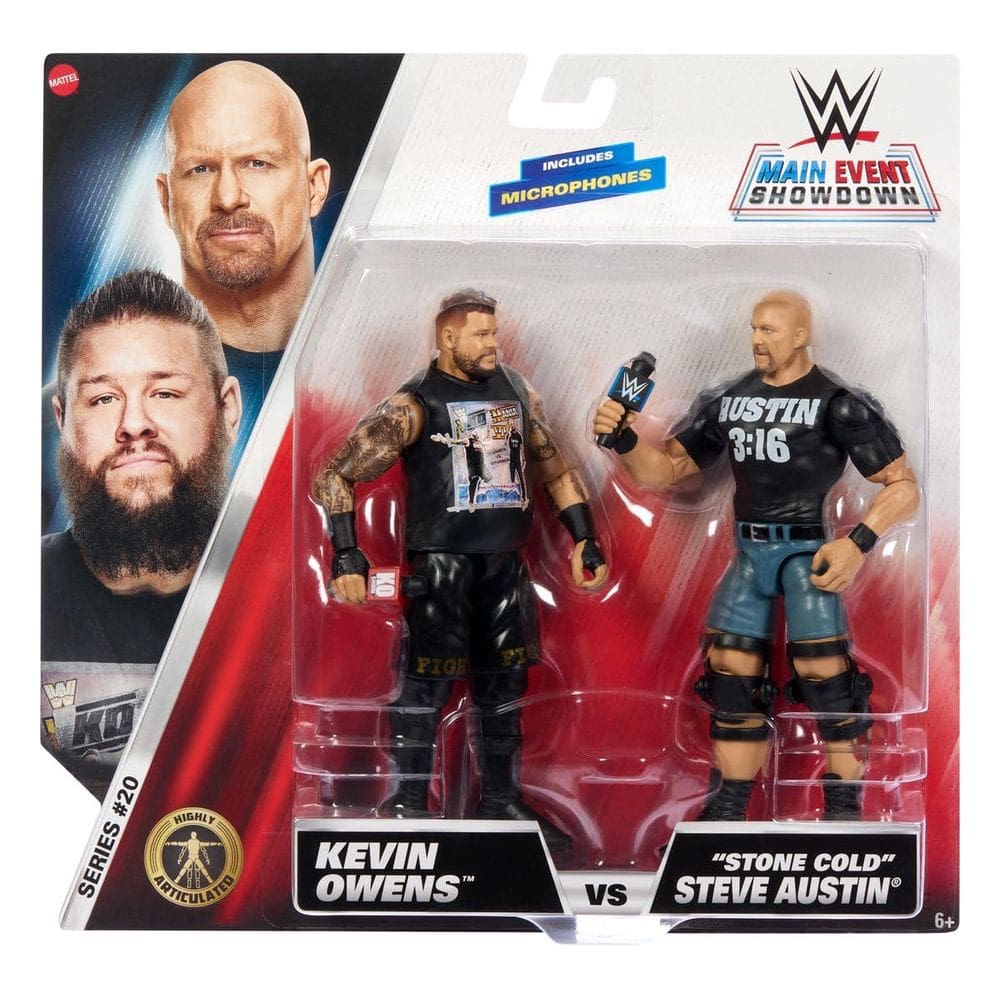Pacote com 2 bonecos de ação Mattel WWE Main Event Championship