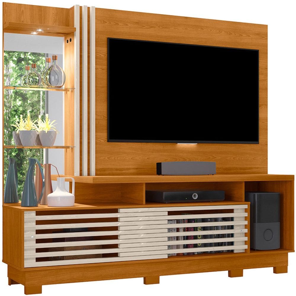 Estante Home Theater c/ Pés para Tv 60 Polegadas Paula