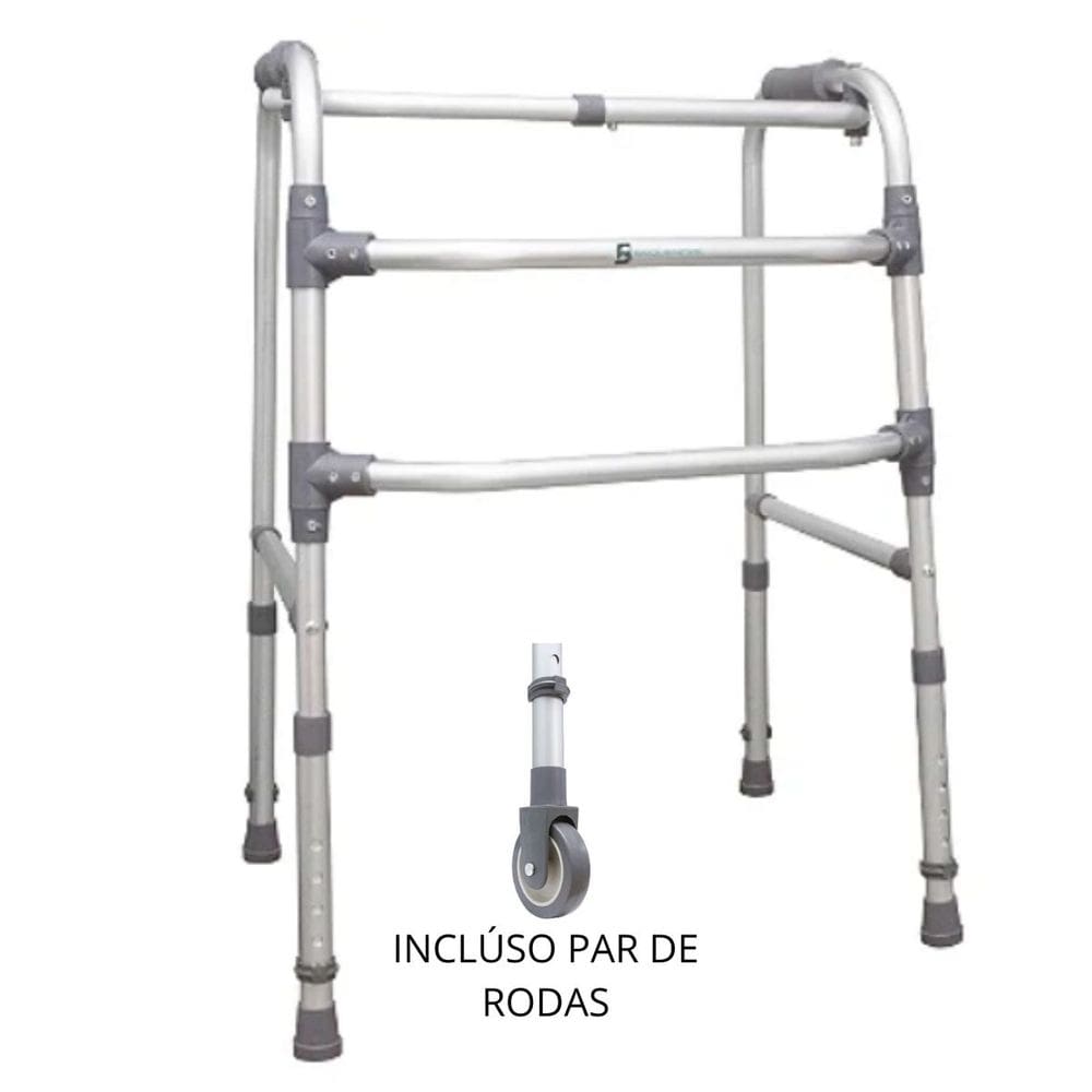Andador De Aluminio Com Rodas Adulto / Idoso 3 Em 1 Sequencial 130 Kg