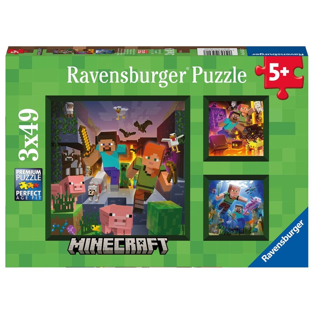 Conjunto de quebra-cabeças Ravensburger Minecraft Biomas 3x49 peças