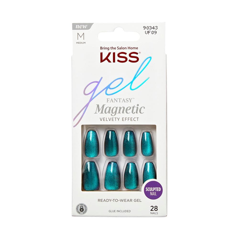 Unhas pressionadas KISS Gel Fantasy `Chameleon` Blue com cola