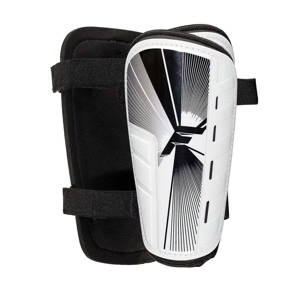 Caneleiras de futebol Franklin Sports Superlight brancas/pretas