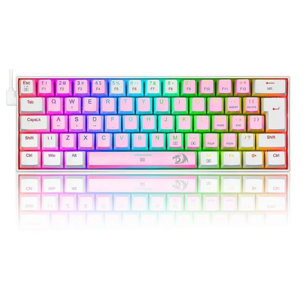 Teclado Mecânico Gamer Redragon Dragonborn, RGB, Switch Blue, ABNT2, Pink/White