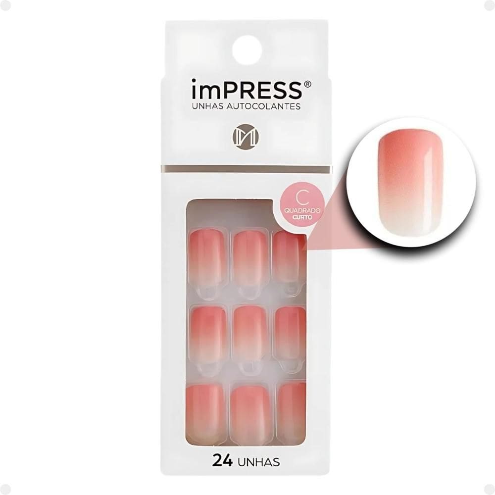 Unhas Autocolantes Quadrado Curto Kiss Ny imPress Successful Rose Kpan05ka