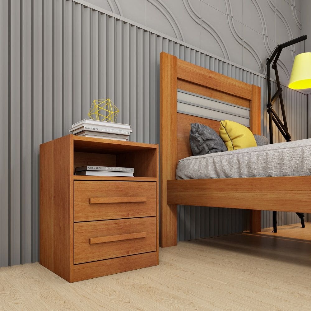 Mesa de Cabeceira 2 Gavetas Barcelona - Tcil Móveis - Cinamomo