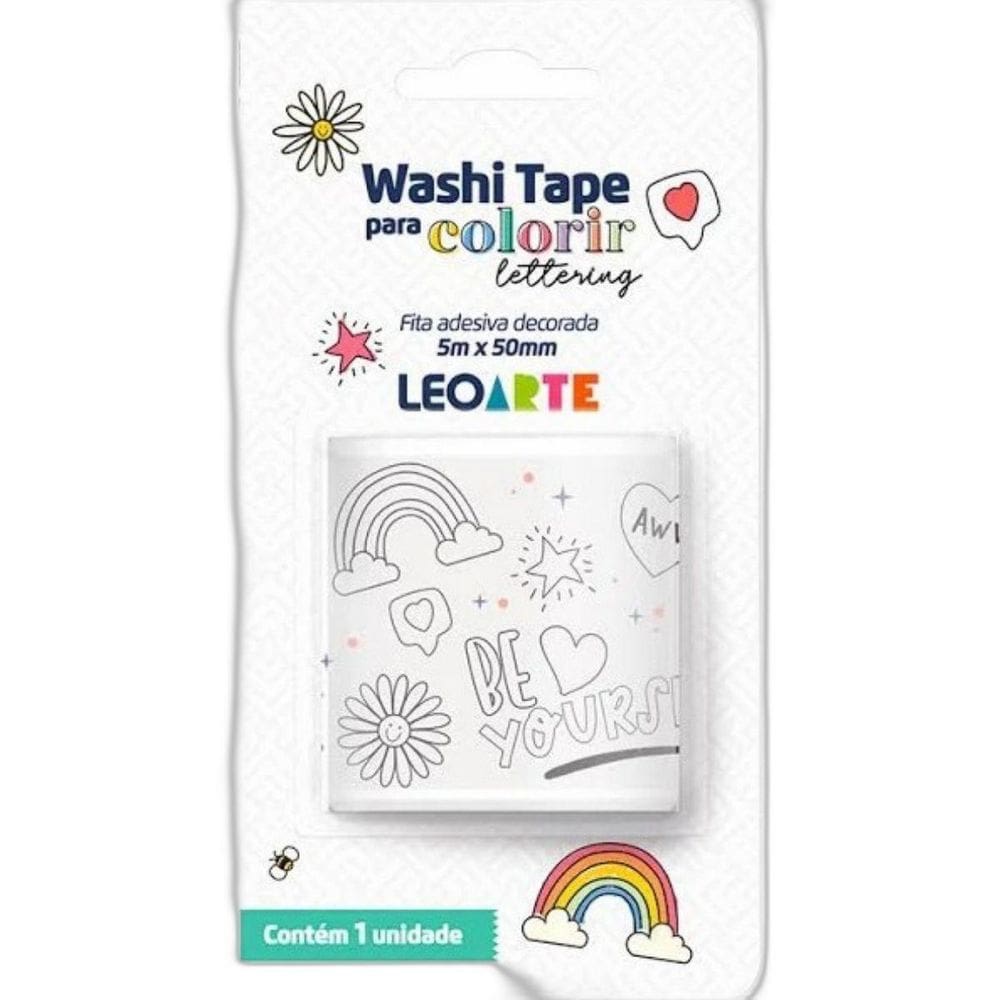 Fita Adesiva Decorada Washi Tape Para Colorir Lettering
