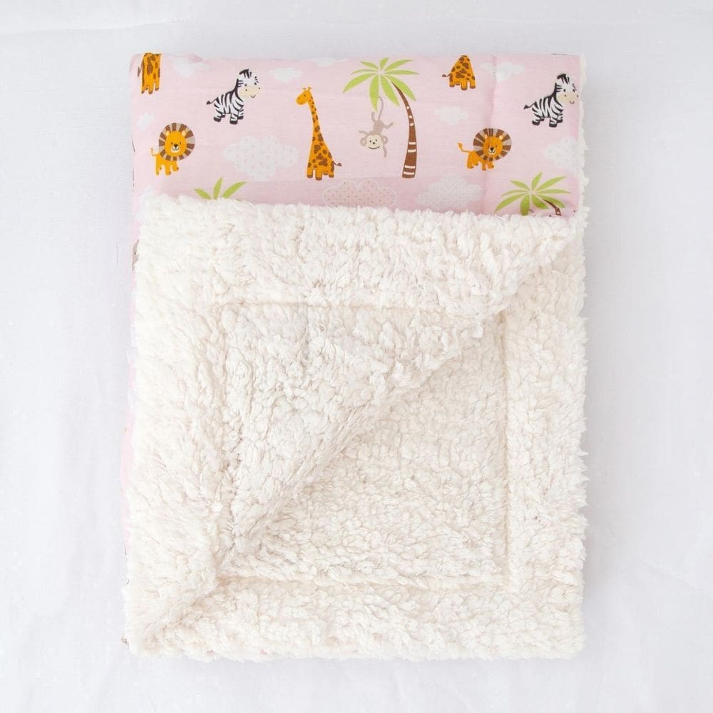 Manta De Sherpa Para Bebê Lã Carneiro Safari Rosa