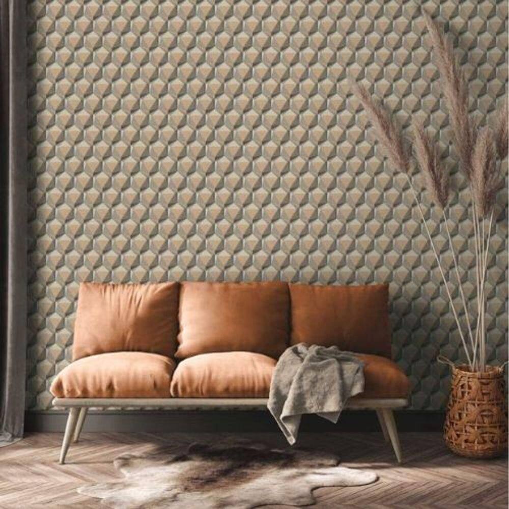 Papel De Parede Antigua Geométrico Bege 387481ag