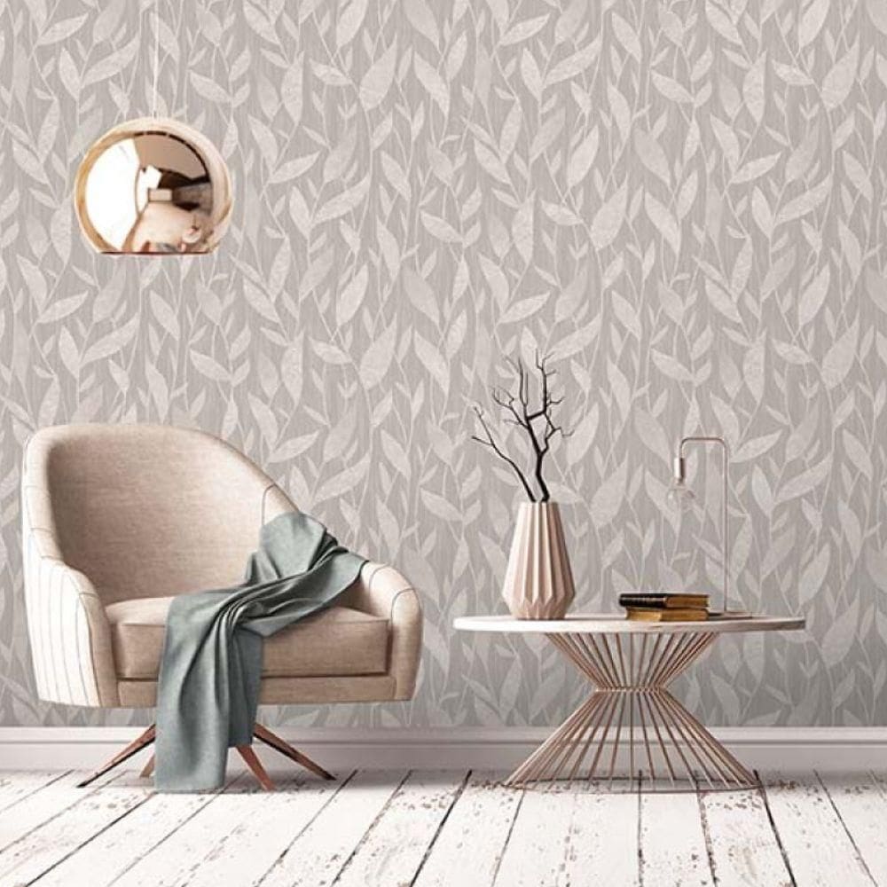 Papel De Parede Lille Folhagem Cinza 56707