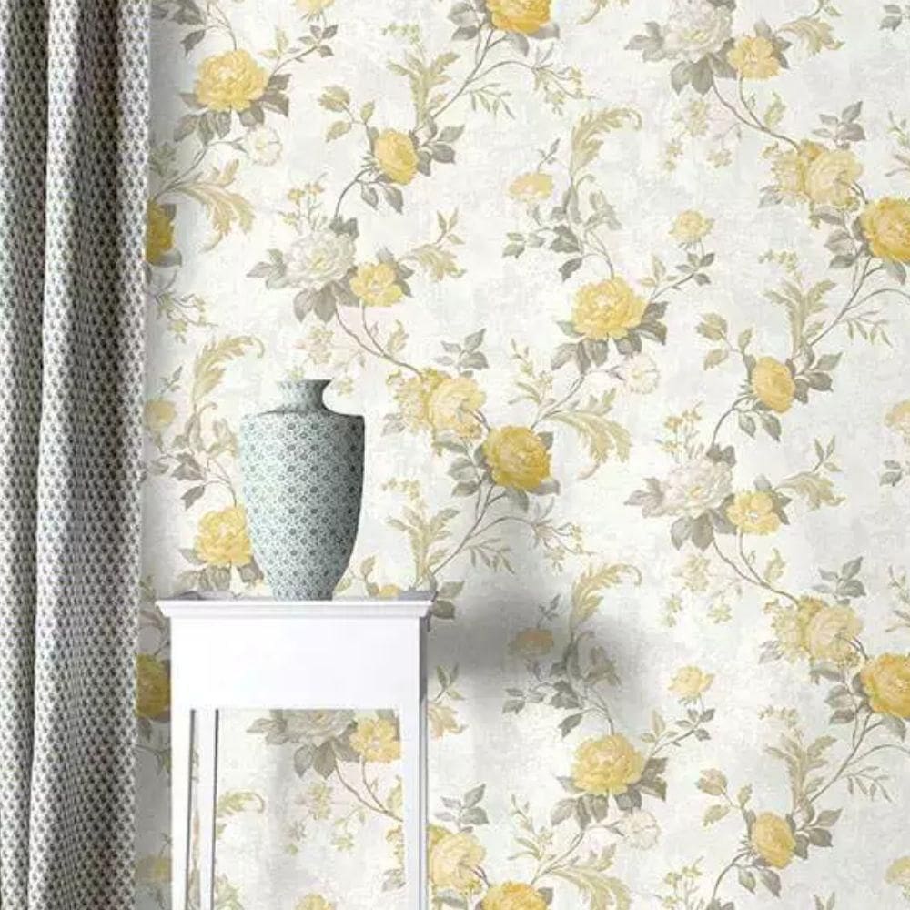 Papel De Parede Lille Floral Amarelo 58002