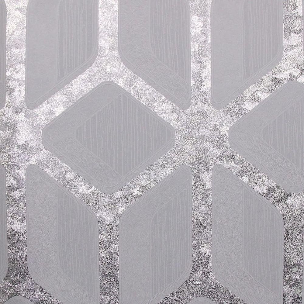 Papel De Parede White Swan Geométrico Cinza Ws100201r