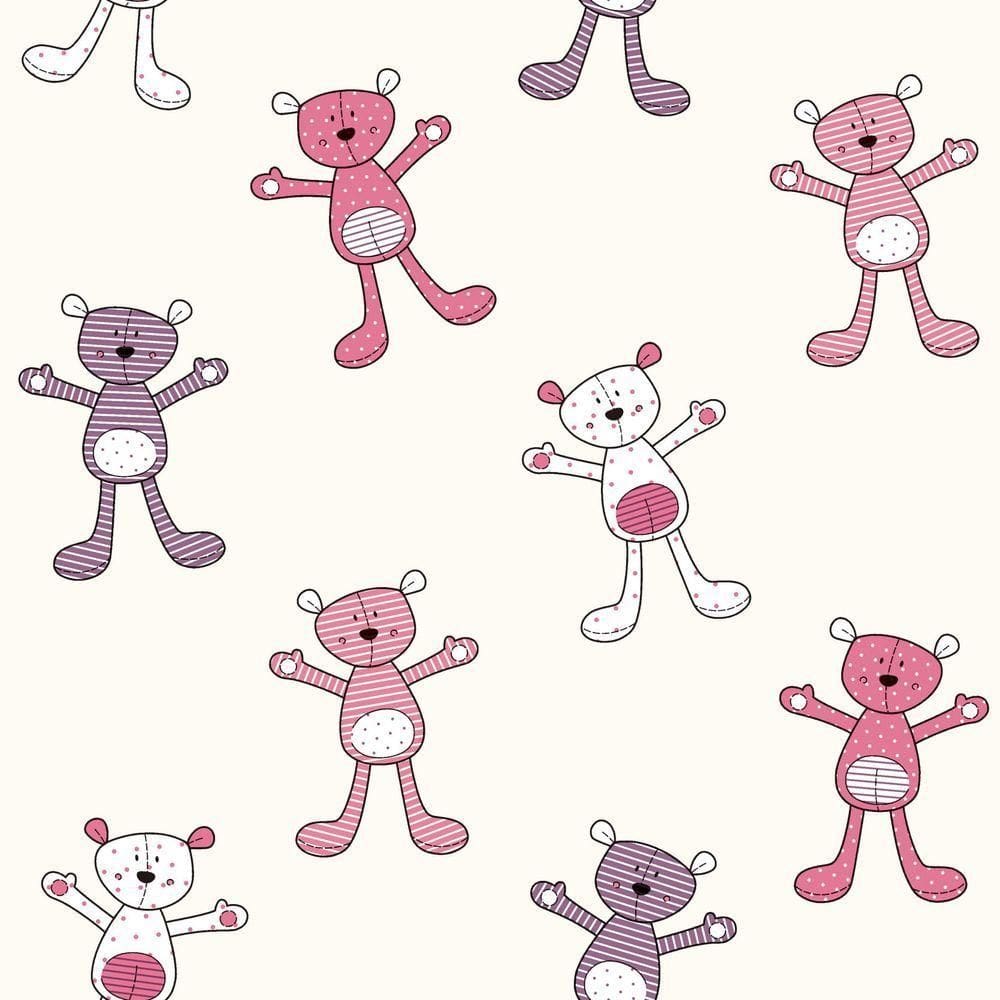 Papel De Parede Fofura Baby Ursinhos Rosa E Roxo Ff4052