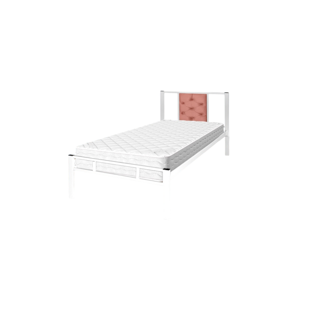 Cama solteiro infantil branca com captone rosa Princesa