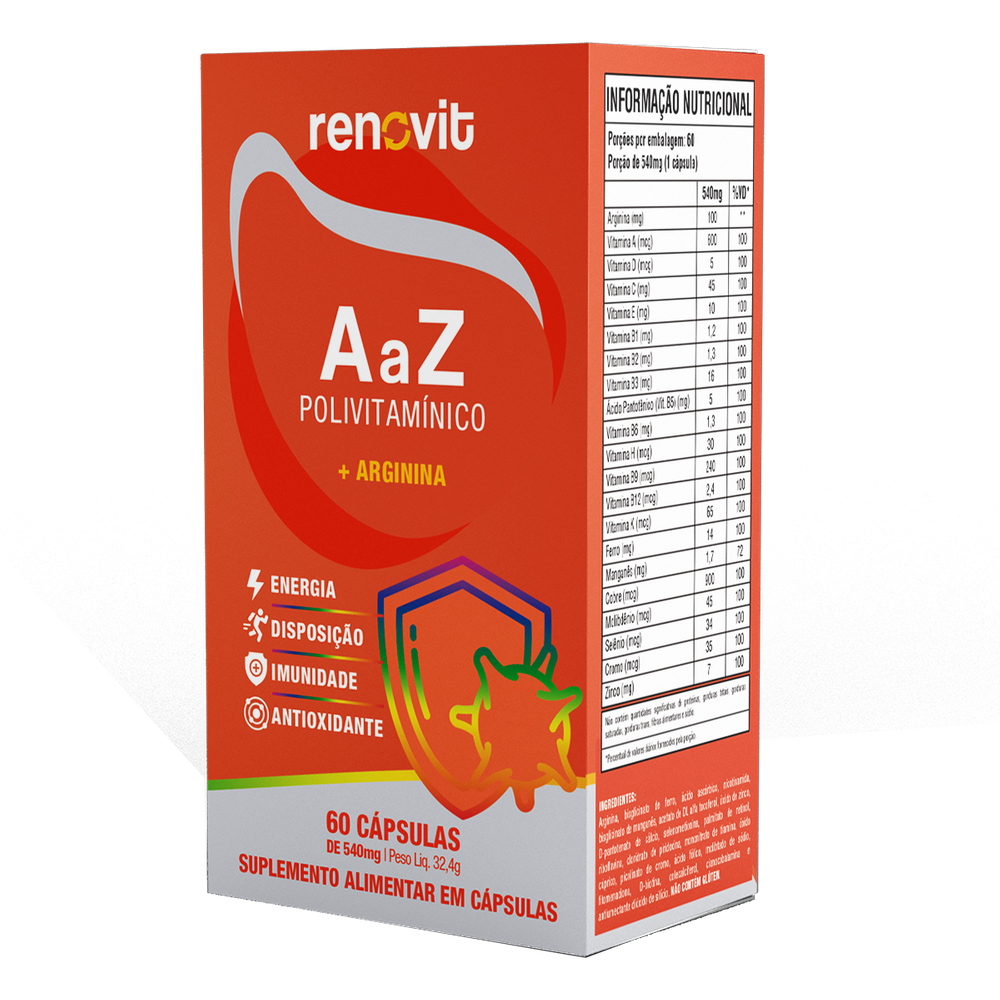 Renovit A a Z Polivitamínico + Argina com 60 Cápsulas - 0040141775702 GOOD