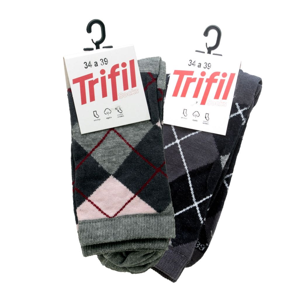 Kit com 01 Meias Femininas Trifil estilo Escocesa