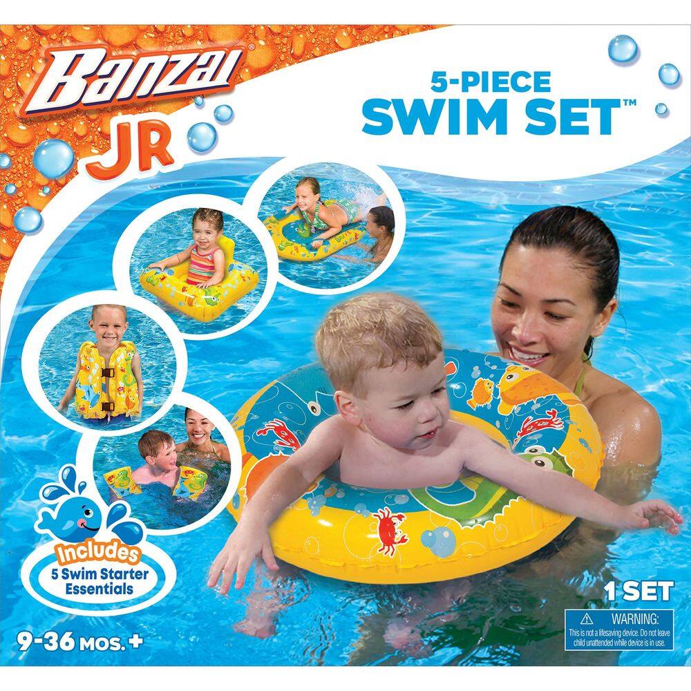 Conjunto de natação BANZAI Jr. 5 peças (colete, boias de braço, anel de natação, etc.)