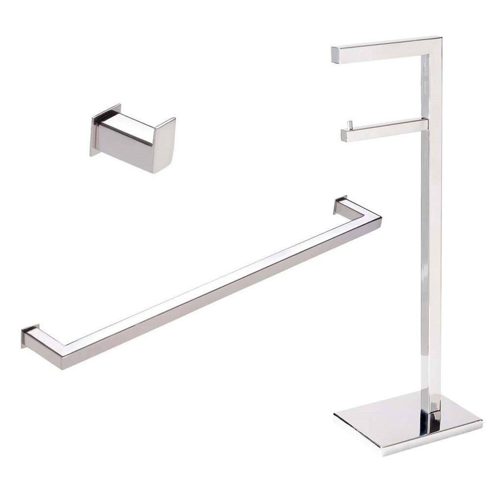 Kit de Acessórios para Banheiro com 3 Peças em aço inox Polido Linha Larissa Stainless