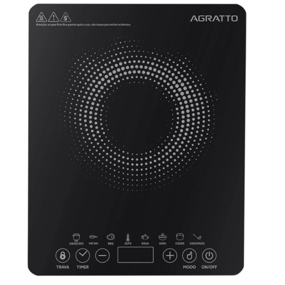 COOKTOP DE INDUCAO ITALIANO AGRATTO 2000W Painel Digital 220V