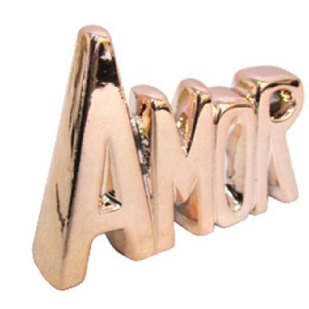 Enfeite Decorativo Amor Em Porcelana Metalizada Rose Gold