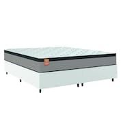 Cama Box Colchão Casal Queen Molas Ensacadas Real 158x198x65cm Linho Branco / Preto Inducol