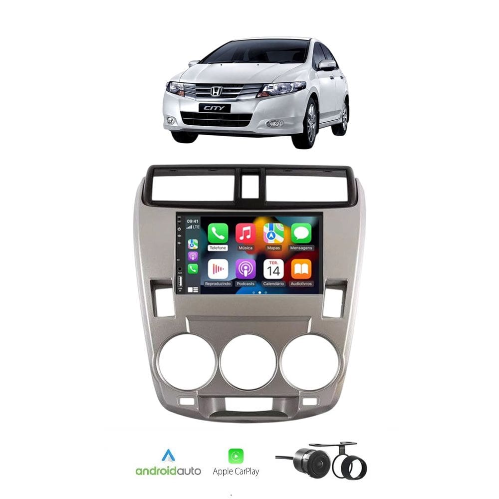 Kit Multimídia City 2009 / 2014 Ar Analogico 7 Pol CarPlay AndroidAuto - FirstOption 8100