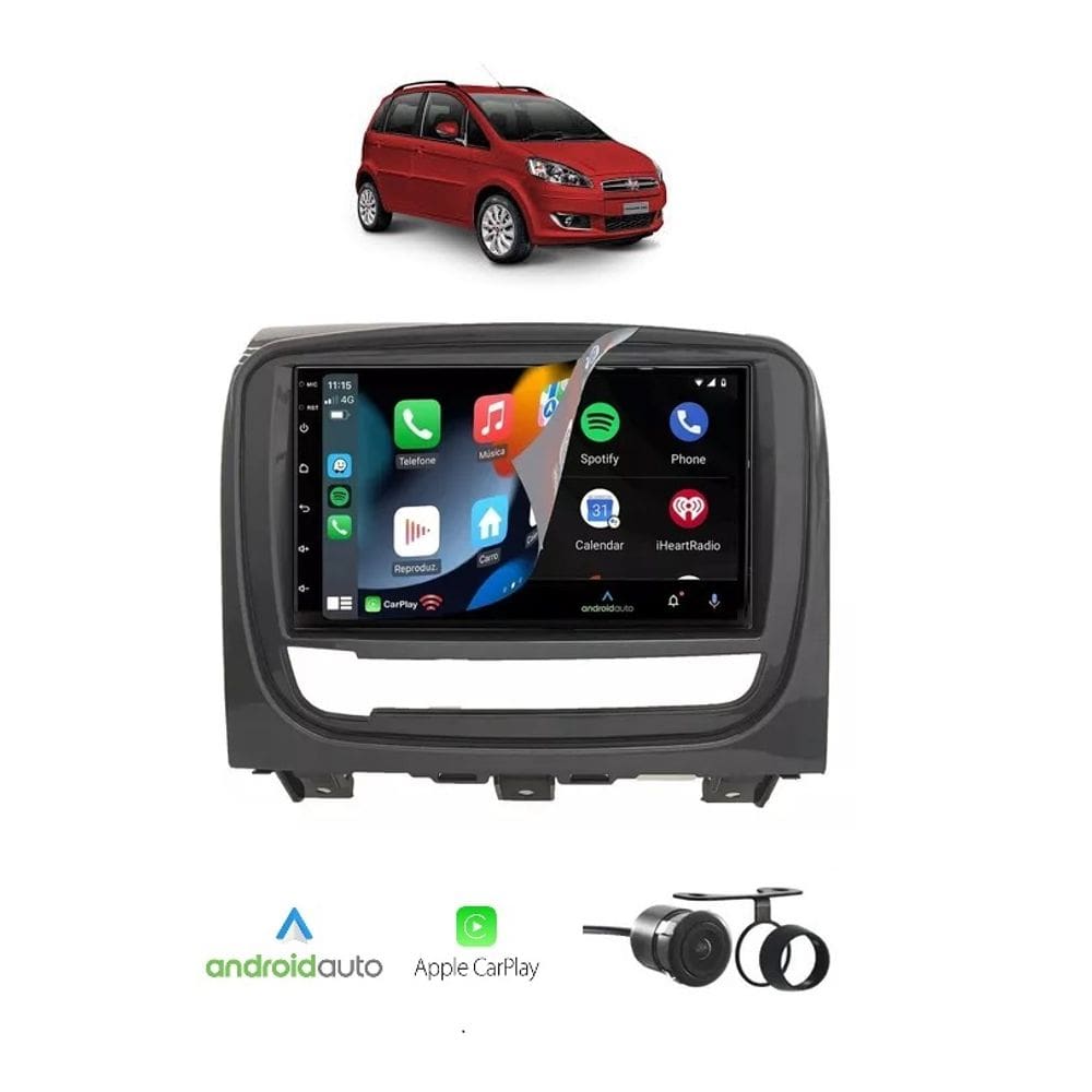 Kit Multimídia Idea 2013 / 2015 Mold Grafite 7 Pol CarPlay AndroidAuto - FirstOption 8100
