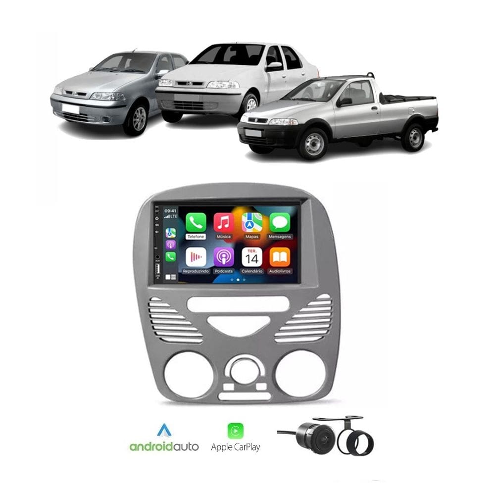 Kit Multimídia Palio Strada Siena Fire C/ Ar 02 / 14 7 Pol CarPlay AndroidAuto - FirstOption 8100